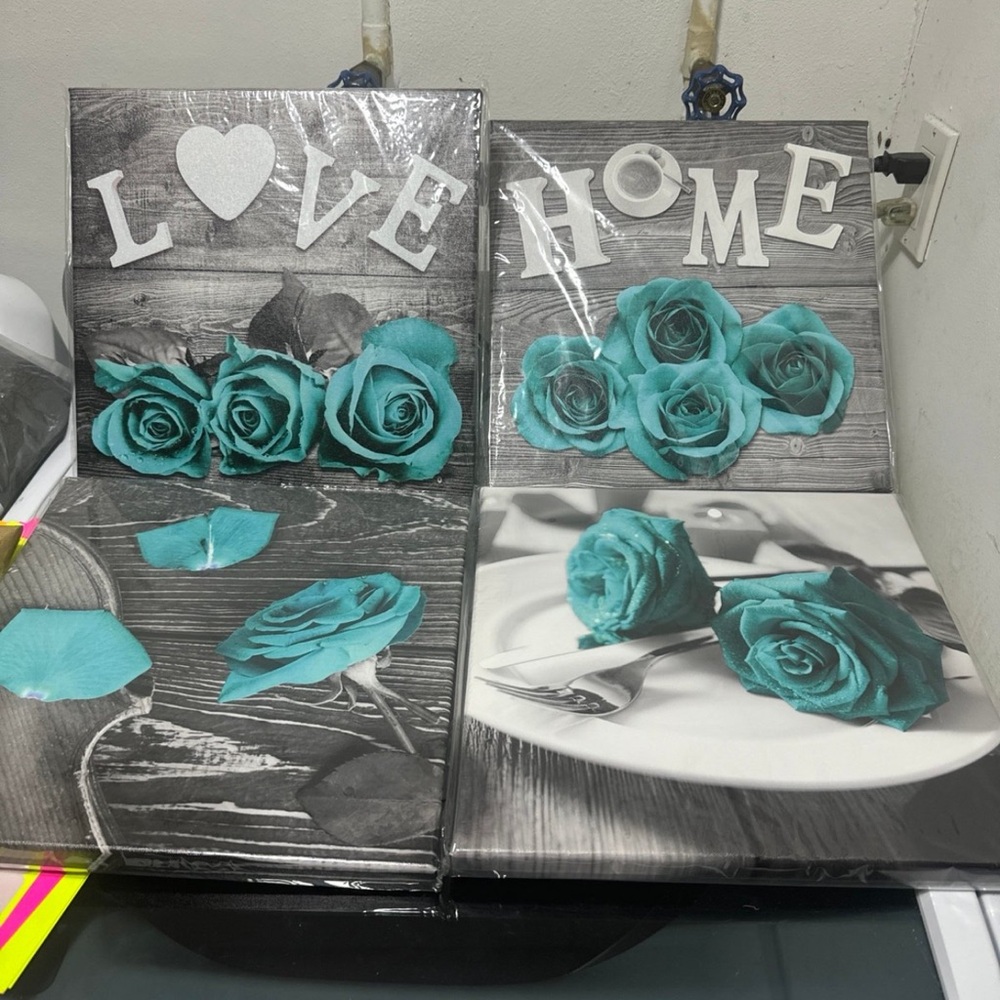 Teal Canvas Wall Art Bedroom Decor